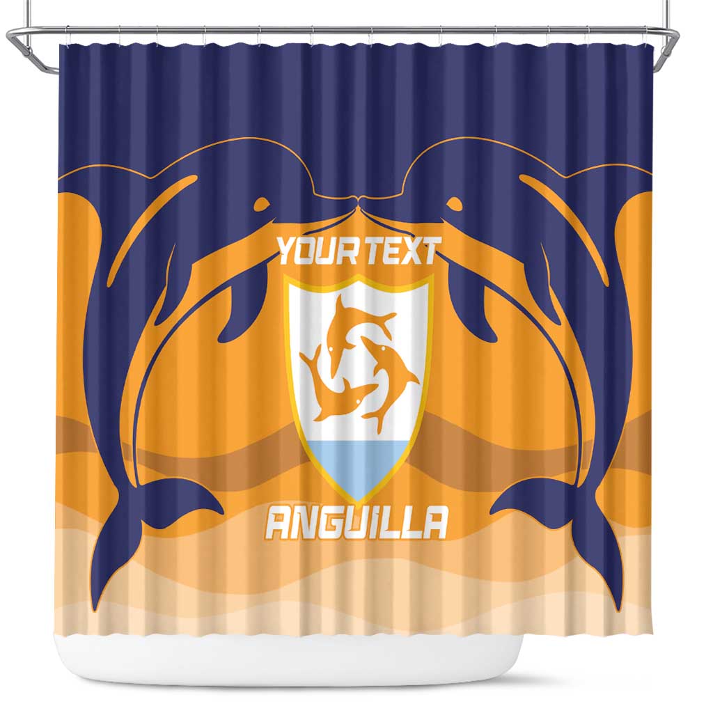 Custom Anguilla Football Shower Curtain Dolphins Coat Of Arms Style