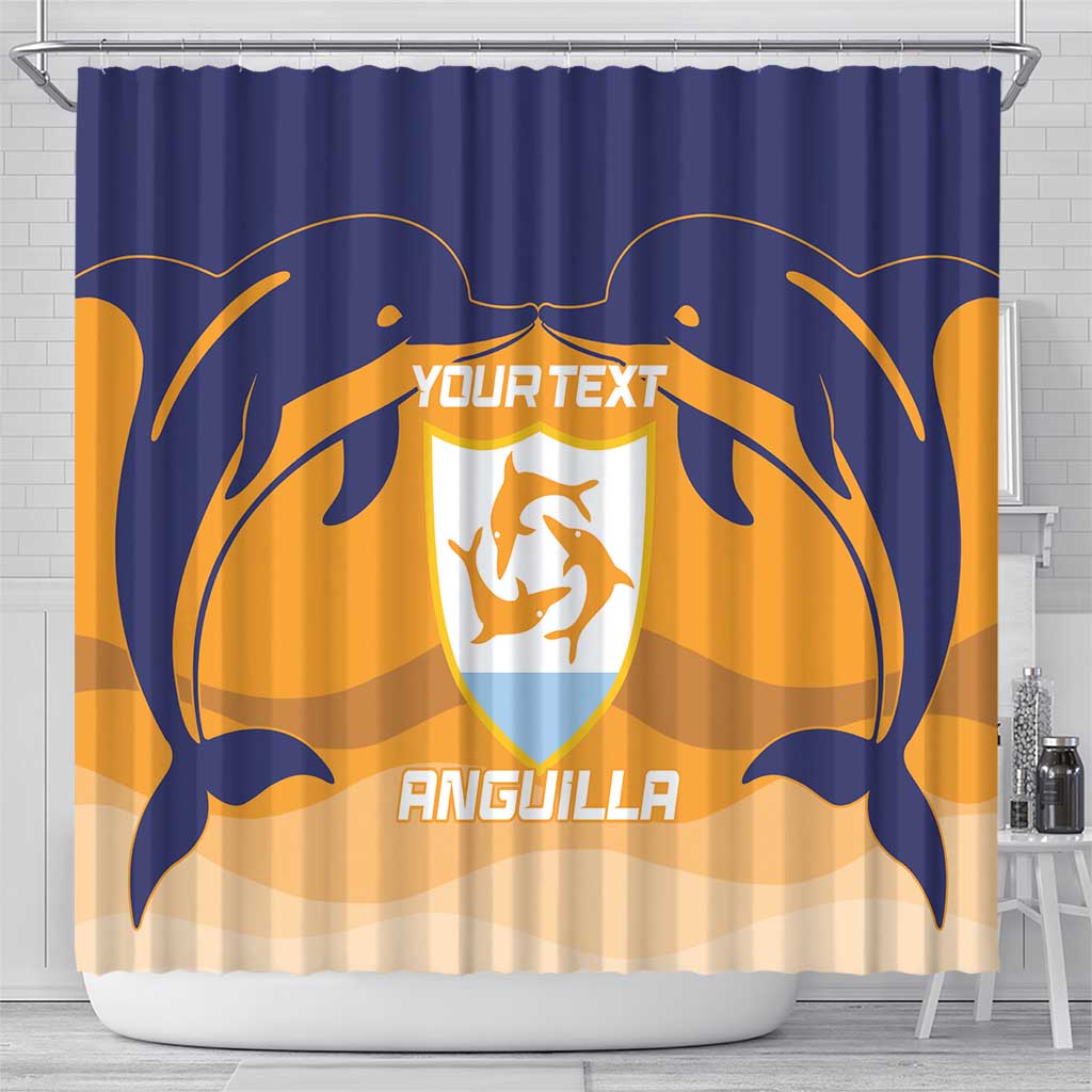 Custom Anguilla Football Shower Curtain Dolphins Coat Of Arms Style