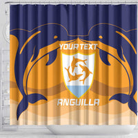 Custom Anguilla Football Shower Curtain Dolphins Coat Of Arms Style