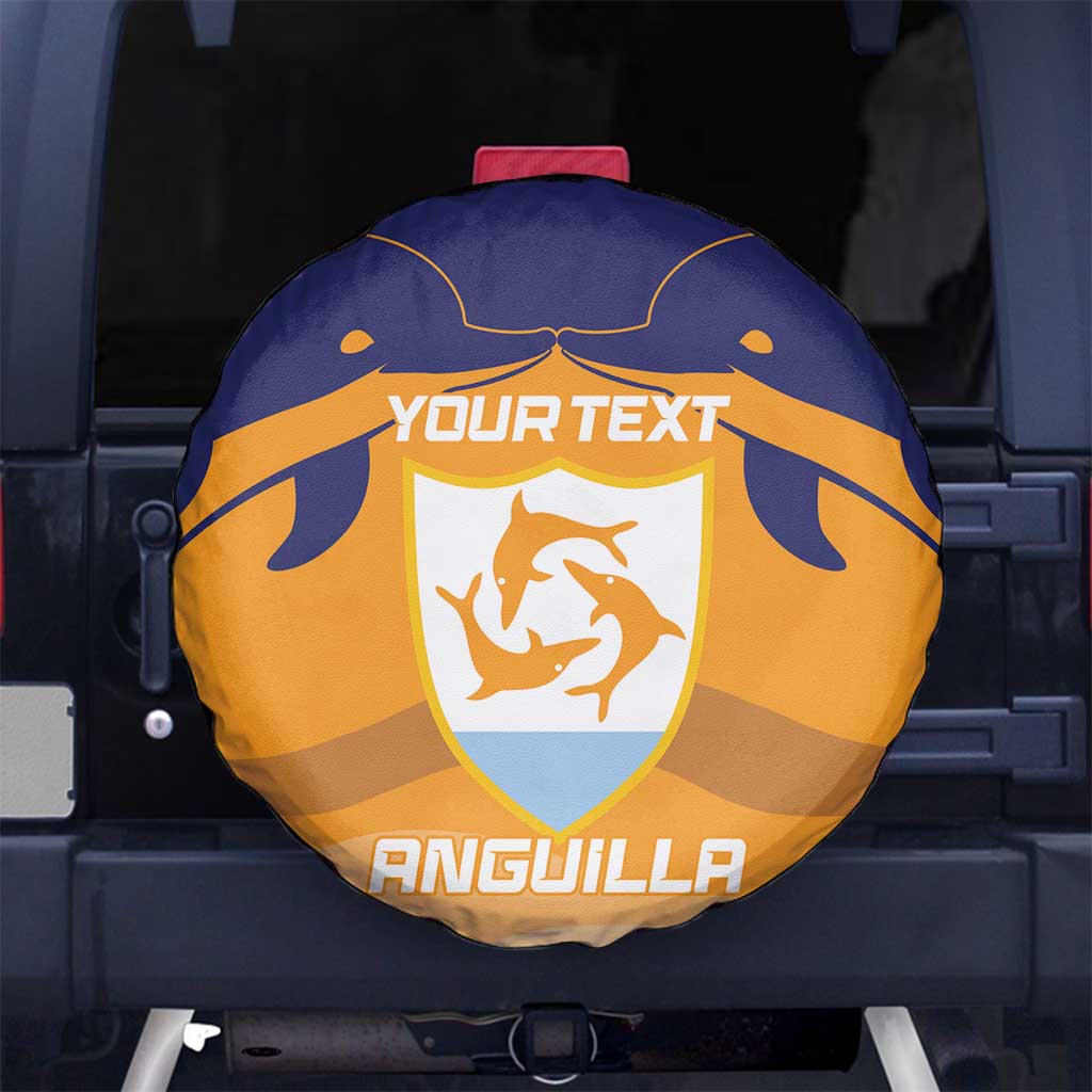 Custom Anguilla Football Spare Tire Cover Dolphins Coat Of Arms Style