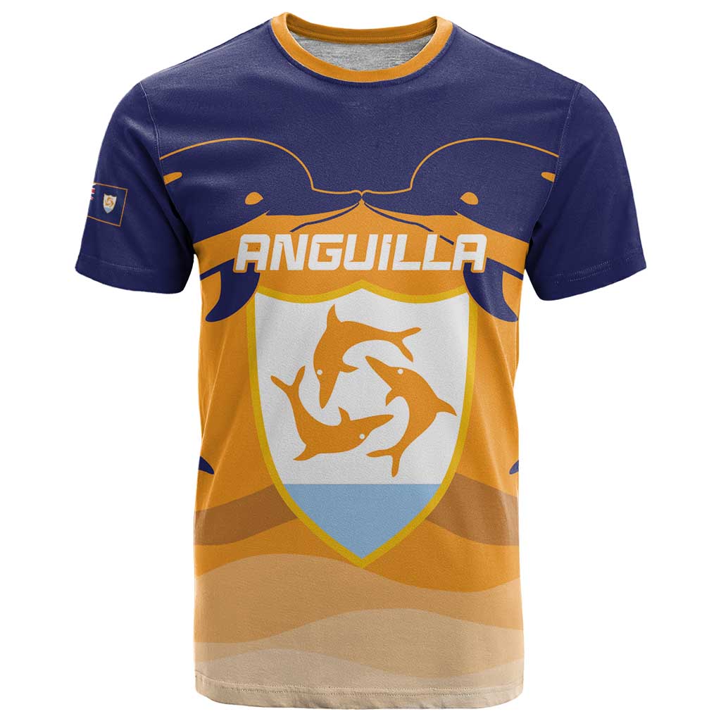 Custom Anguilla Football T Shirt Dolphins Coat Of Arms Style