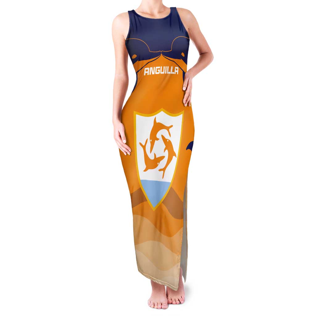 Custom Anguilla Football Tank Maxi Dress Dolphins Coat Of Arms Style