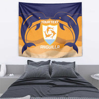 Custom Anguilla Football Tapestry Dolphins Coat Of Arms Style