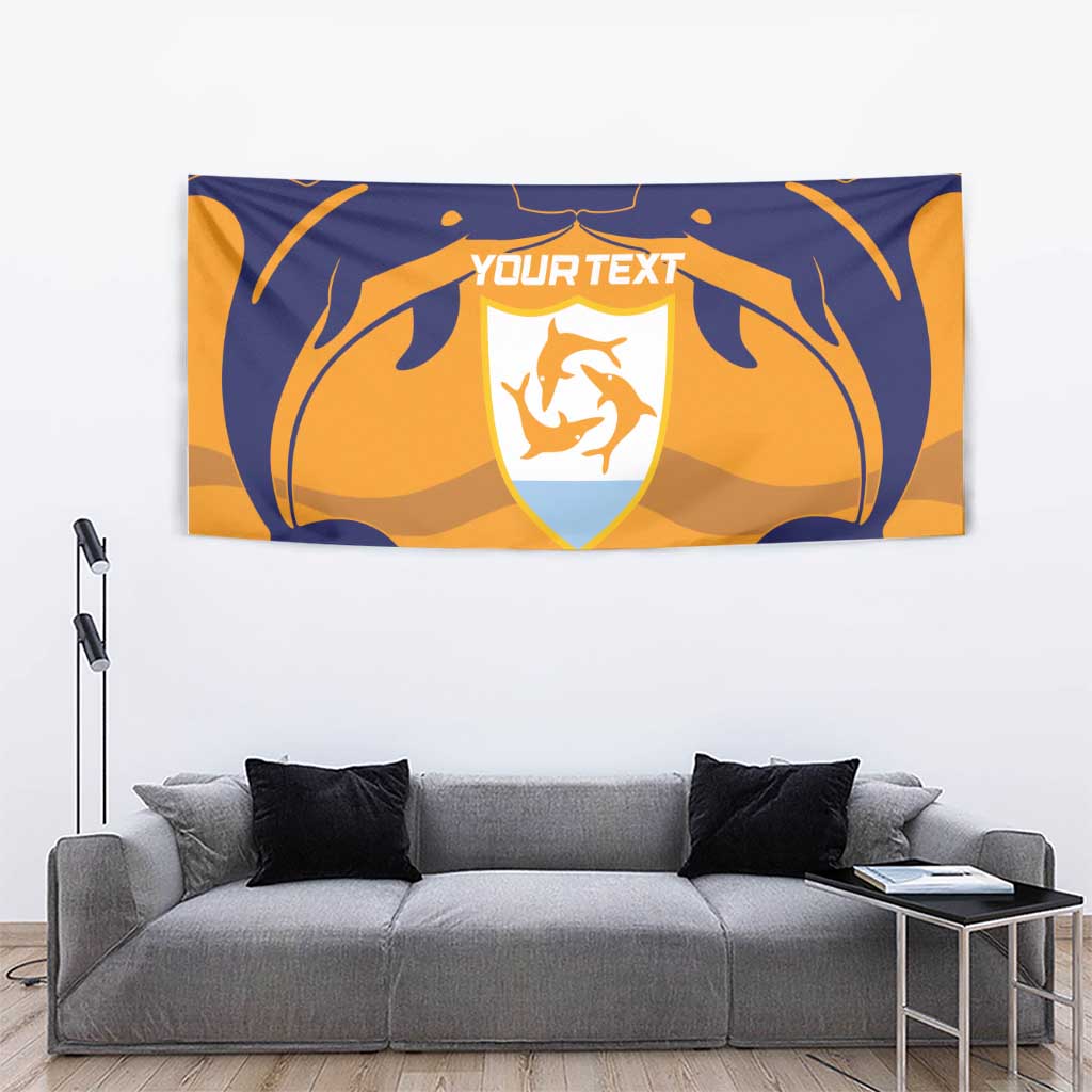 Custom Anguilla Football Tapestry Dolphins Coat Of Arms Style