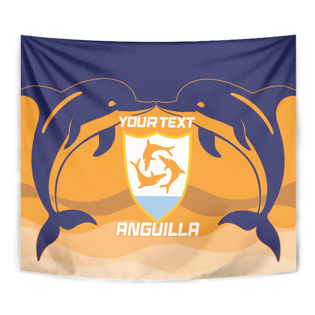 Custom Anguilla Football Tapestry Dolphins Coat Of Arms Style