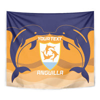 Custom Anguilla Football Tapestry Dolphins Coat Of Arms Style