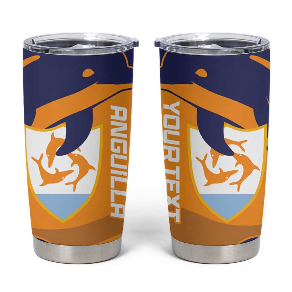 Custom Anguilla Football Tumbler Cup Dolphins Coat Of Arms Style