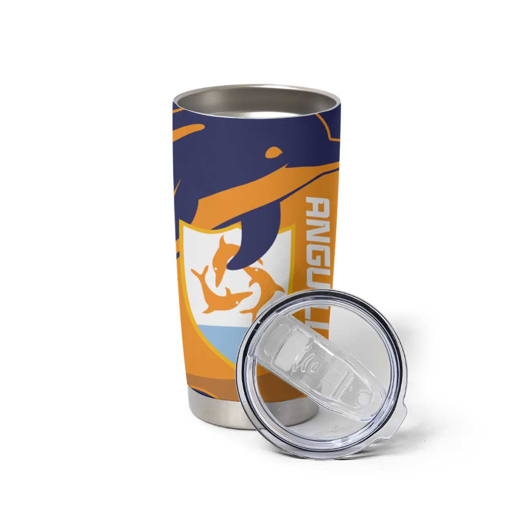 Custom Anguilla Football Tumbler Cup Dolphins Coat Of Arms Style