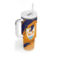 Custom Anguilla Football Tumbler With Handle Dolphins Coat Of Arms Style