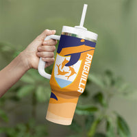 Custom Anguilla Football Tumbler With Handle Dolphins Coat Of Arms Style