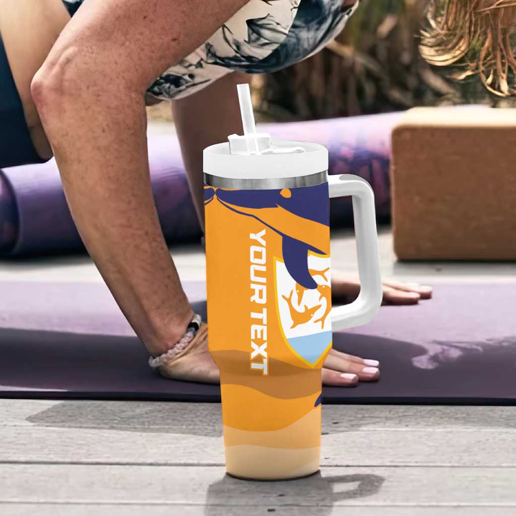Custom Anguilla Football Tumbler With Handle Dolphins Coat Of Arms Style