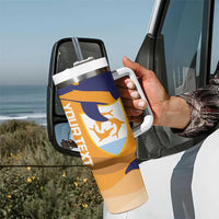 Custom Anguilla Football Tumbler With Handle Dolphins Coat Of Arms Style