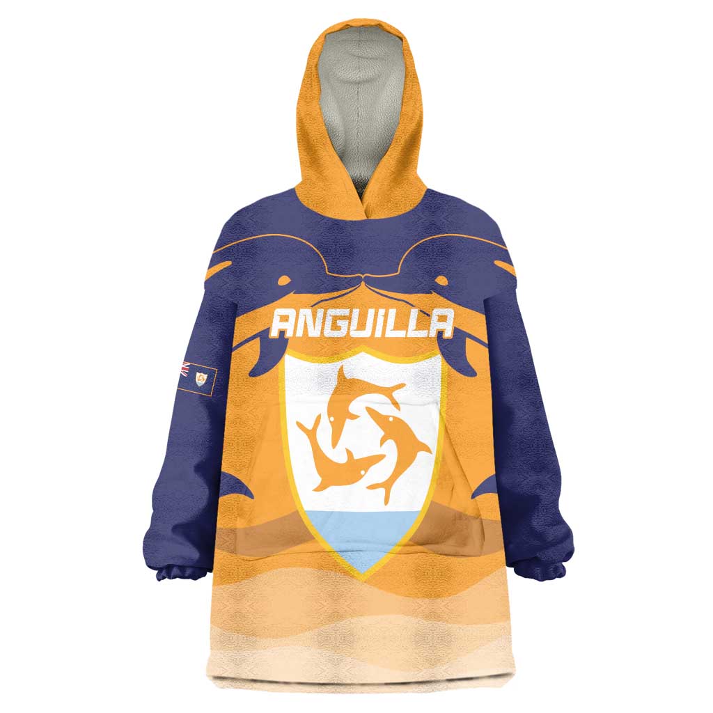 Custom Anguilla Football Wearable Blanket Hoodie Dolphins Coat Of Arms Style