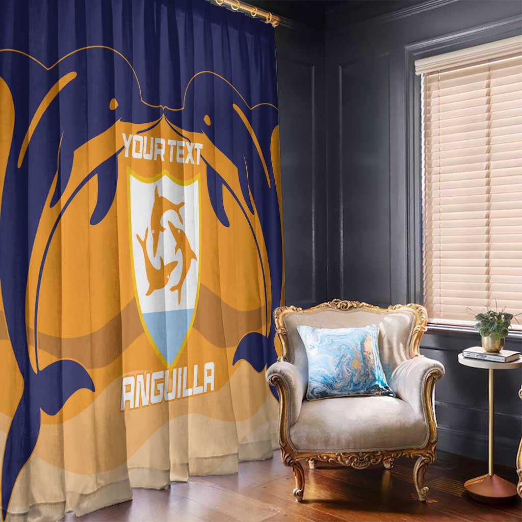 Custom Anguilla Football Window Curtain Dolphins Coat Of Arms Style