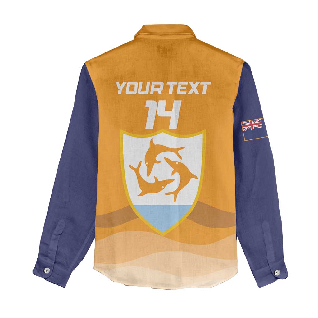 Custom Anguilla Football Women Casual Shirt Dolphins Coat Of Arms Style