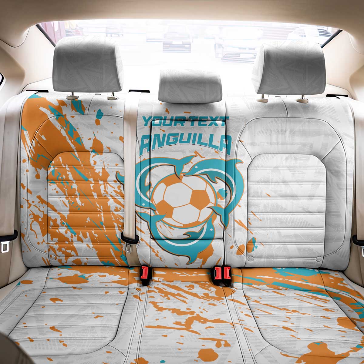 Custom Anguilla Football Back Car Seat Cover Go Champions Grunge Style
