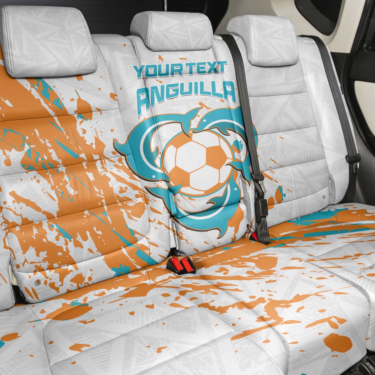 Custom Anguilla Football Back Car Seat Cover Go Champions Grunge Style