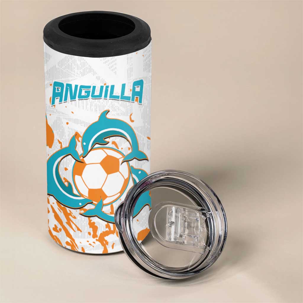 Custom Anguilla Football 4 in 1 Can Cooler Tumbler Go Champions Grunge Style