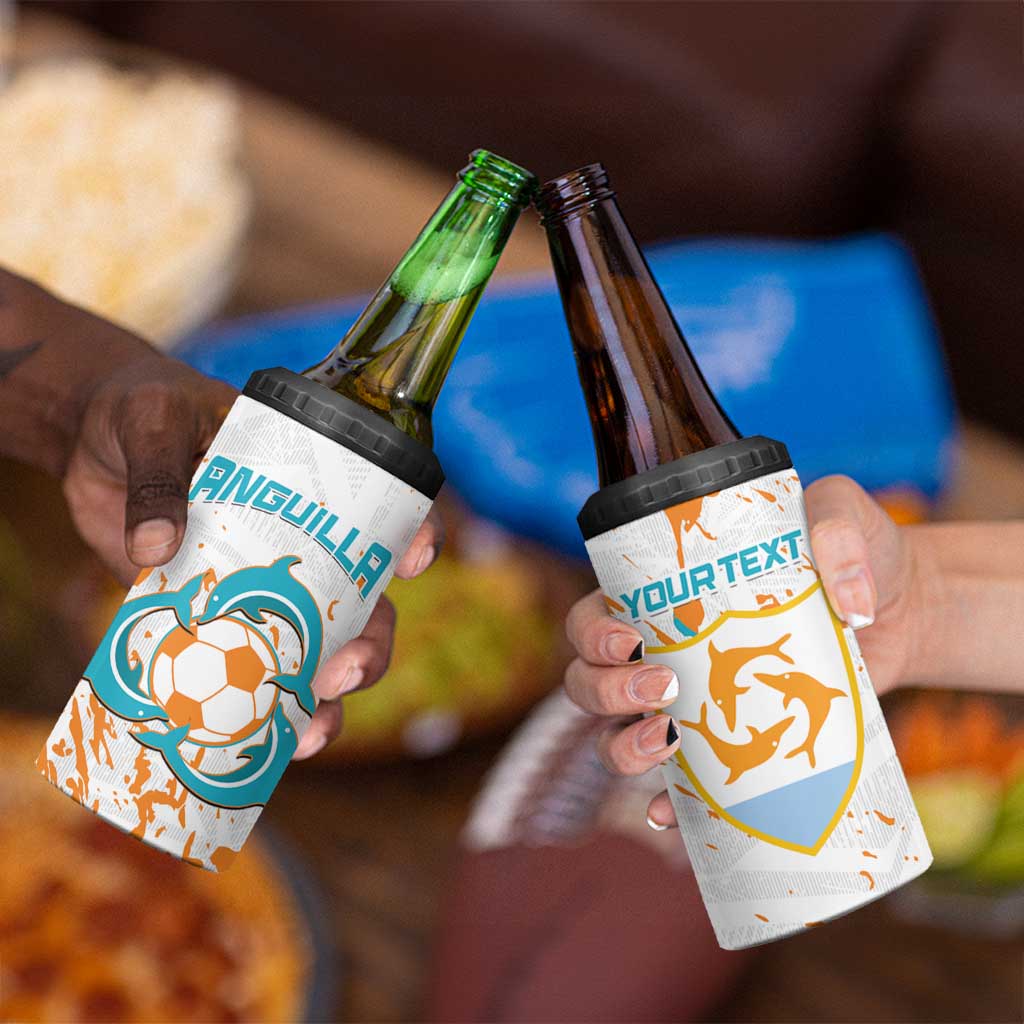 Custom Anguilla Football 4 in 1 Can Cooler Tumbler Go Champions Grunge Style