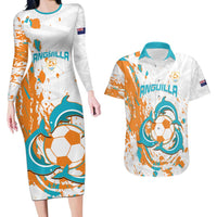 Custom Anguilla Football Couples Matching Long Sleeve Bodycon Dress and Hawaiian Shirt Go Champions Grunge Style