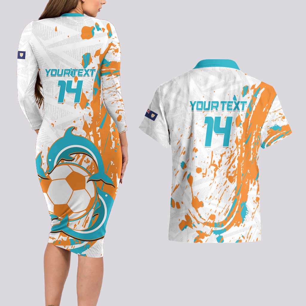 Custom Anguilla Football Couples Matching Long Sleeve Bodycon Dress and Hawaiian Shirt Go Champions Grunge Style