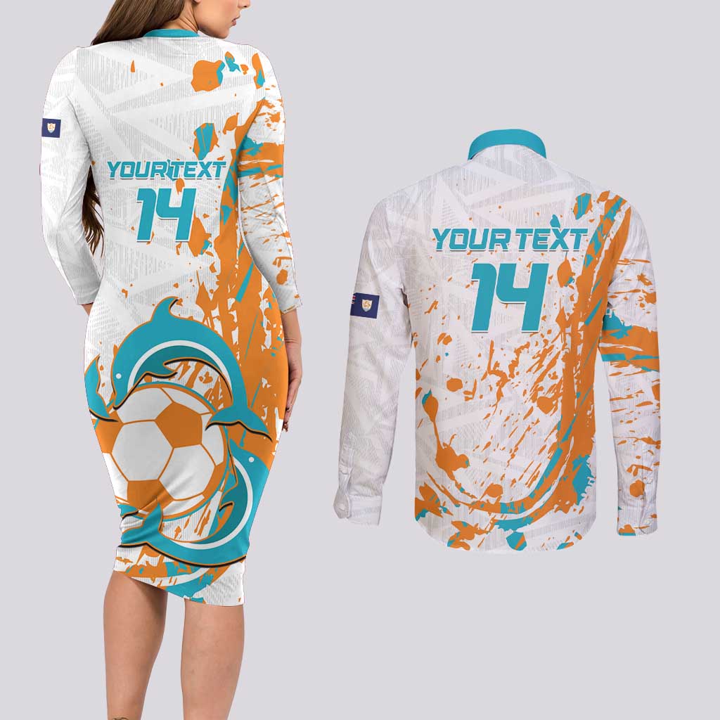 Custom Anguilla Football Couples Matching Long Sleeve Bodycon Dress and Long Sleeve Button Shirt Go Champions Grunge Style