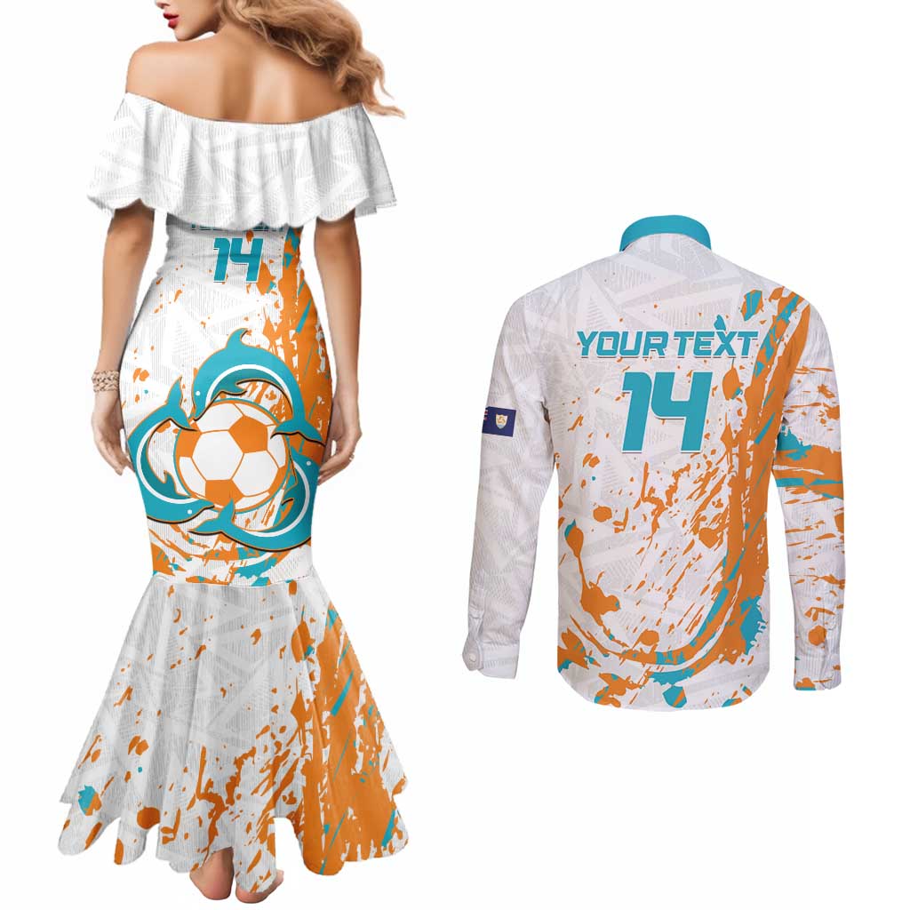 Custom Anguilla Football Couples Matching Mermaid Dress and Long Sleeve Button Shirt Go Champions Grunge Style