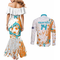 Custom Anguilla Football Couples Matching Mermaid Dress and Long Sleeve Button Shirt Go Champions Grunge Style