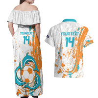 Custom Anguilla Football Couples Matching Off Shoulder Maxi Dress and Hawaiian Shirt Go Champions Grunge Style