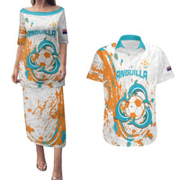 Custom Anguilla Football Couples Matching Puletasi and Hawaiian Shirt Go Champions Grunge Style