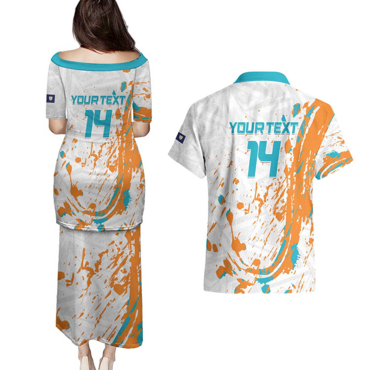 Custom Anguilla Football Couples Matching Puletasi and Hawaiian Shirt Go Champions Grunge Style