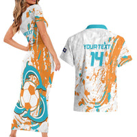 Custom Anguilla Football Couples Matching Short Sleeve Bodycon Dress and Hawaiian Shirt Go Champions Grunge Style