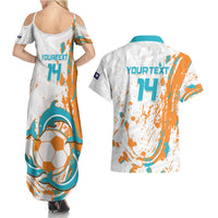 Custom Anguilla Football Couples Matching Summer Maxi Dress and Hawaiian Shirt Go Champions Grunge Style