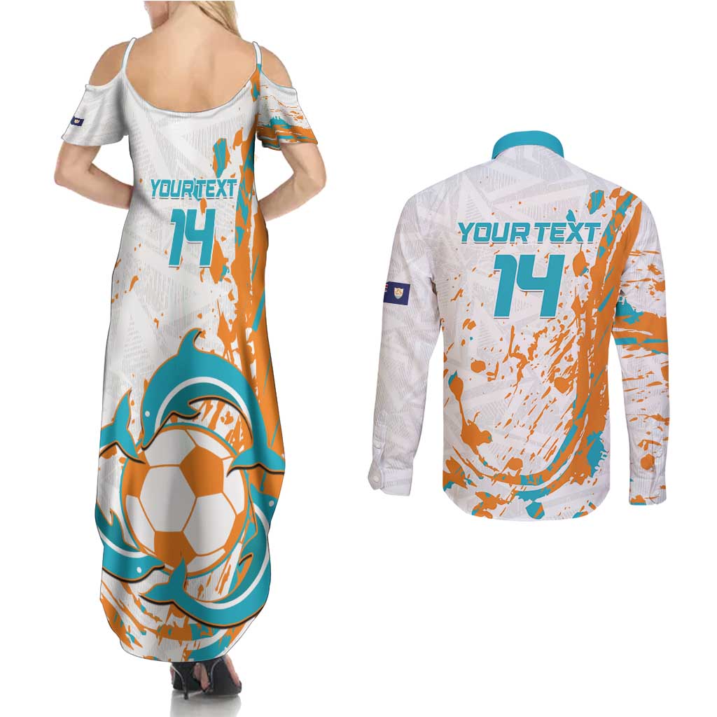 Custom Anguilla Football Couples Matching Summer Maxi Dress and Long Sleeve Button Shirt Go Champions Grunge Style
