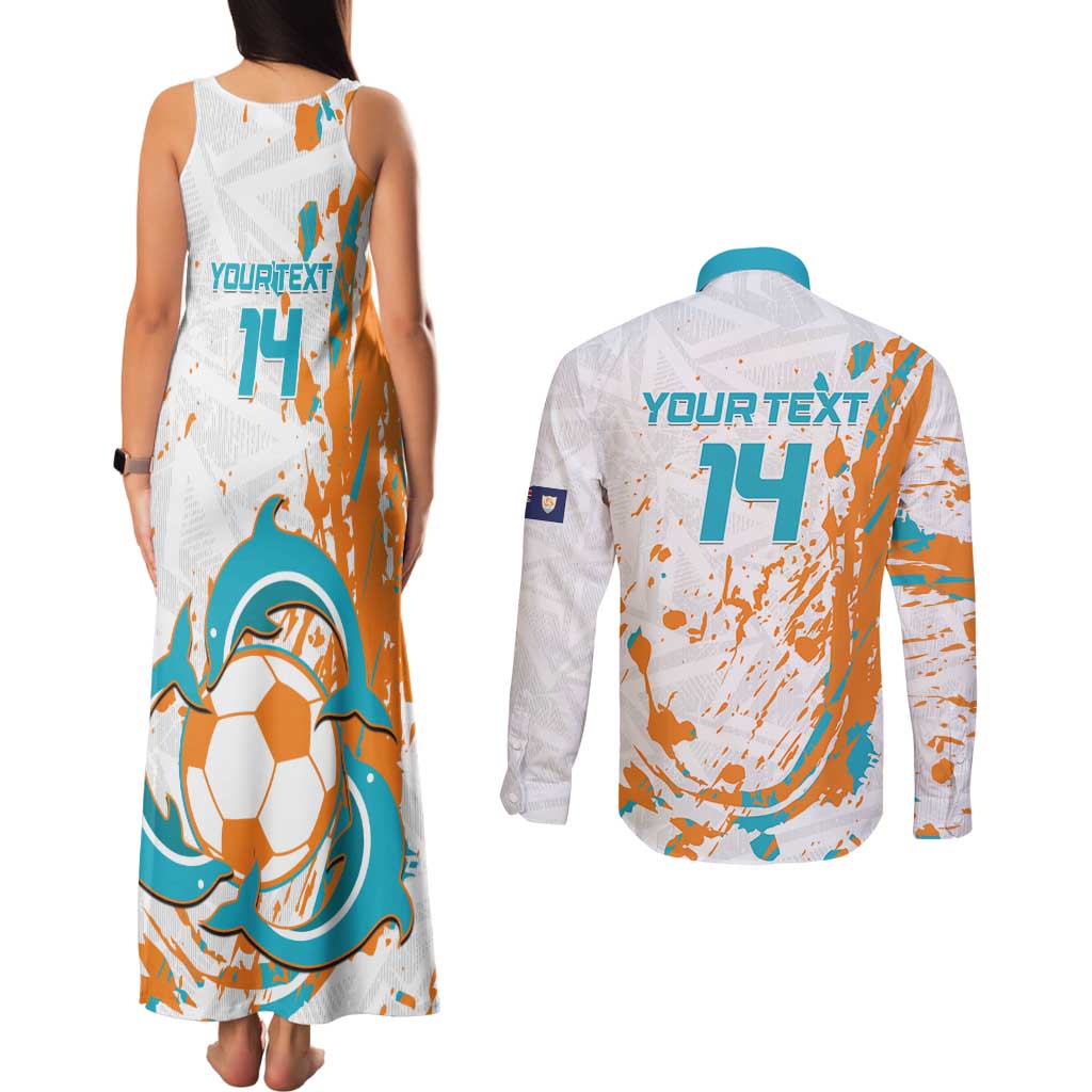 Custom Anguilla Football Couples Matching Tank Maxi Dress and Long Sleeve Button Shirt Go Champions Grunge Style