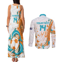 Custom Anguilla Football Couples Matching Tank Maxi Dress and Long Sleeve Button Shirt Go Champions Grunge Style