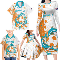 Custom Anguilla Football Family Matching Long Sleeve Bodycon Dress and Hawaiian Shirt Go Champions Grunge Style
