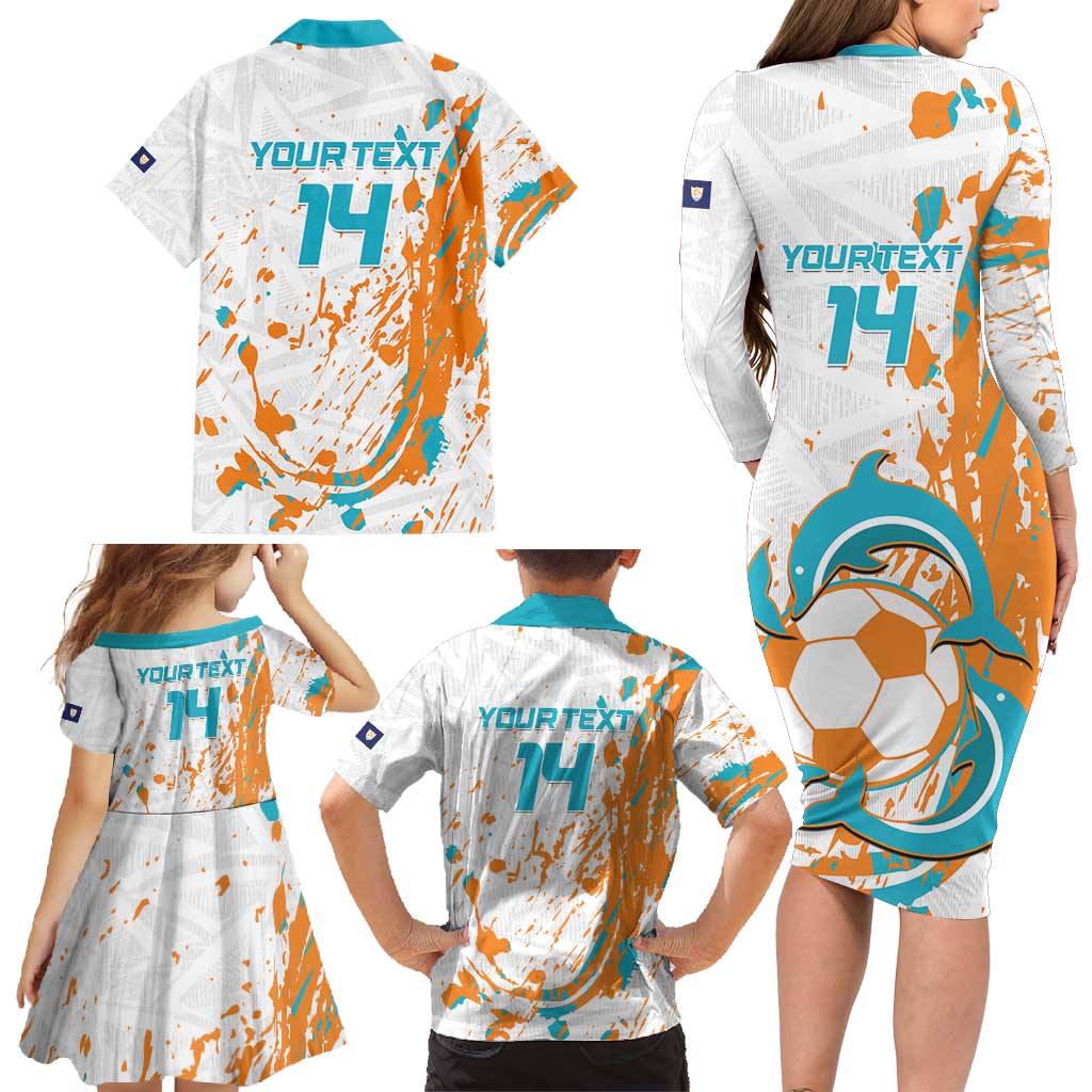 Custom Anguilla Football Family Matching Long Sleeve Bodycon Dress and Hawaiian Shirt Go Champions Grunge Style