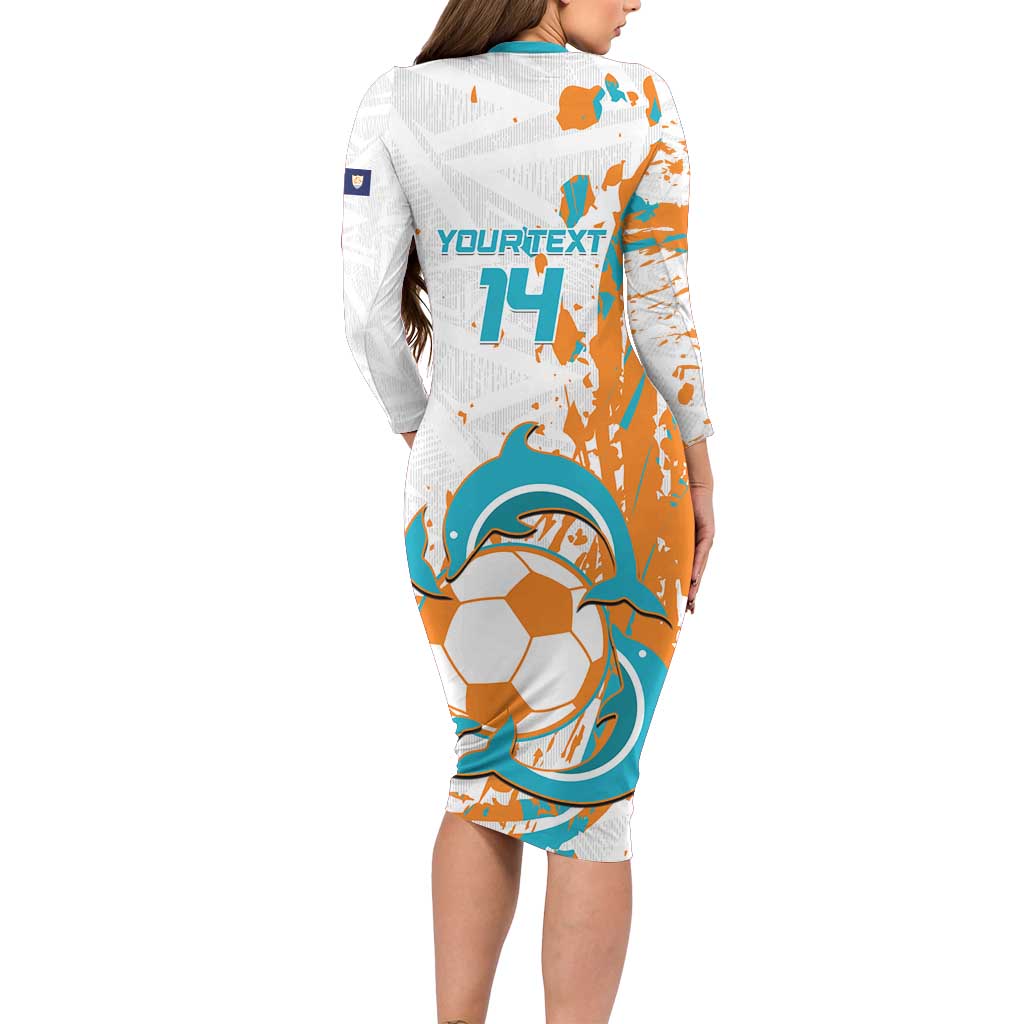 Custom Anguilla Football Family Matching Long Sleeve Bodycon Dress and Hawaiian Shirt Go Champions Grunge Style