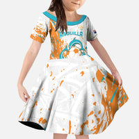 Custom Anguilla Football Family Matching Off The Shoulder Long Sleeve Dress and Hawaiian Shirt Go Champions Grunge Style