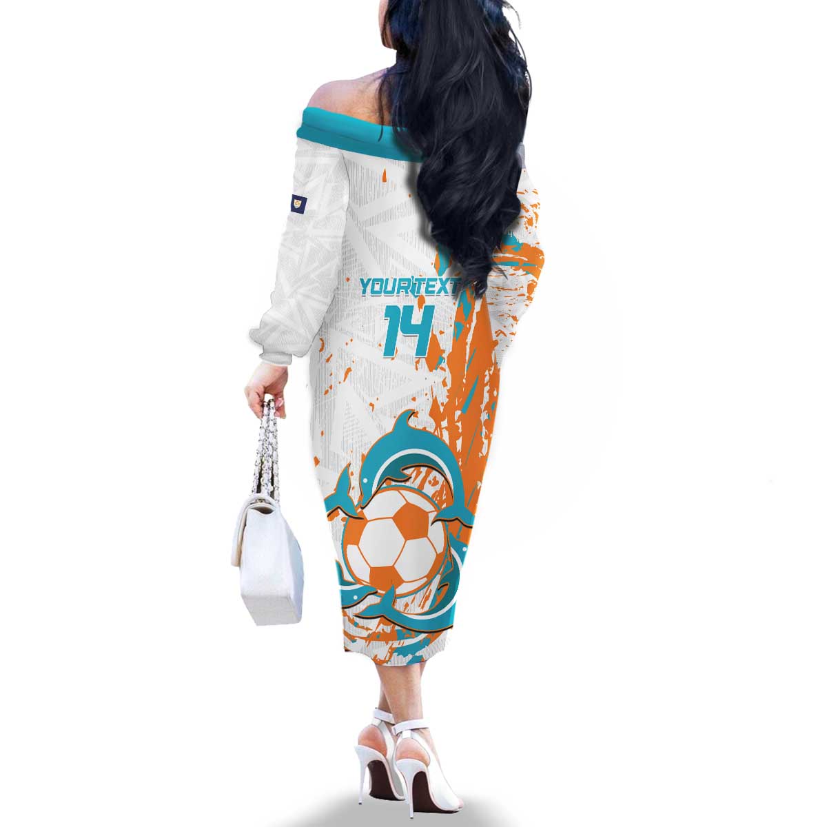 Custom Anguilla Football Family Matching Off The Shoulder Long Sleeve Dress and Hawaiian Shirt Go Champions Grunge Style