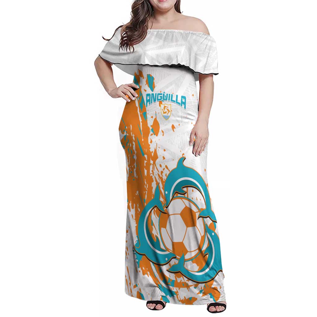 Custom Anguilla Football Family Matching Off Shoulder Maxi Dress and Hawaiian Shirt Go Champions Grunge Style