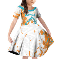 Custom Anguilla Football Family Matching Off Shoulder Short Dress and Hawaiian Shirt Go Champions Grunge Style