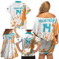 Custom Anguilla Football Family Matching Off Shoulder Short Dress and Hawaiian Shirt Go Champions Grunge Style