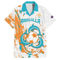 Custom Anguilla Football Family Matching Off Shoulder Short Dress and Hawaiian Shirt Go Champions Grunge Style