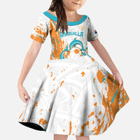 Custom Anguilla Football Family Matching Short Sleeve Bodycon Dress and Hawaiian Shirt Go Champions Grunge Style
