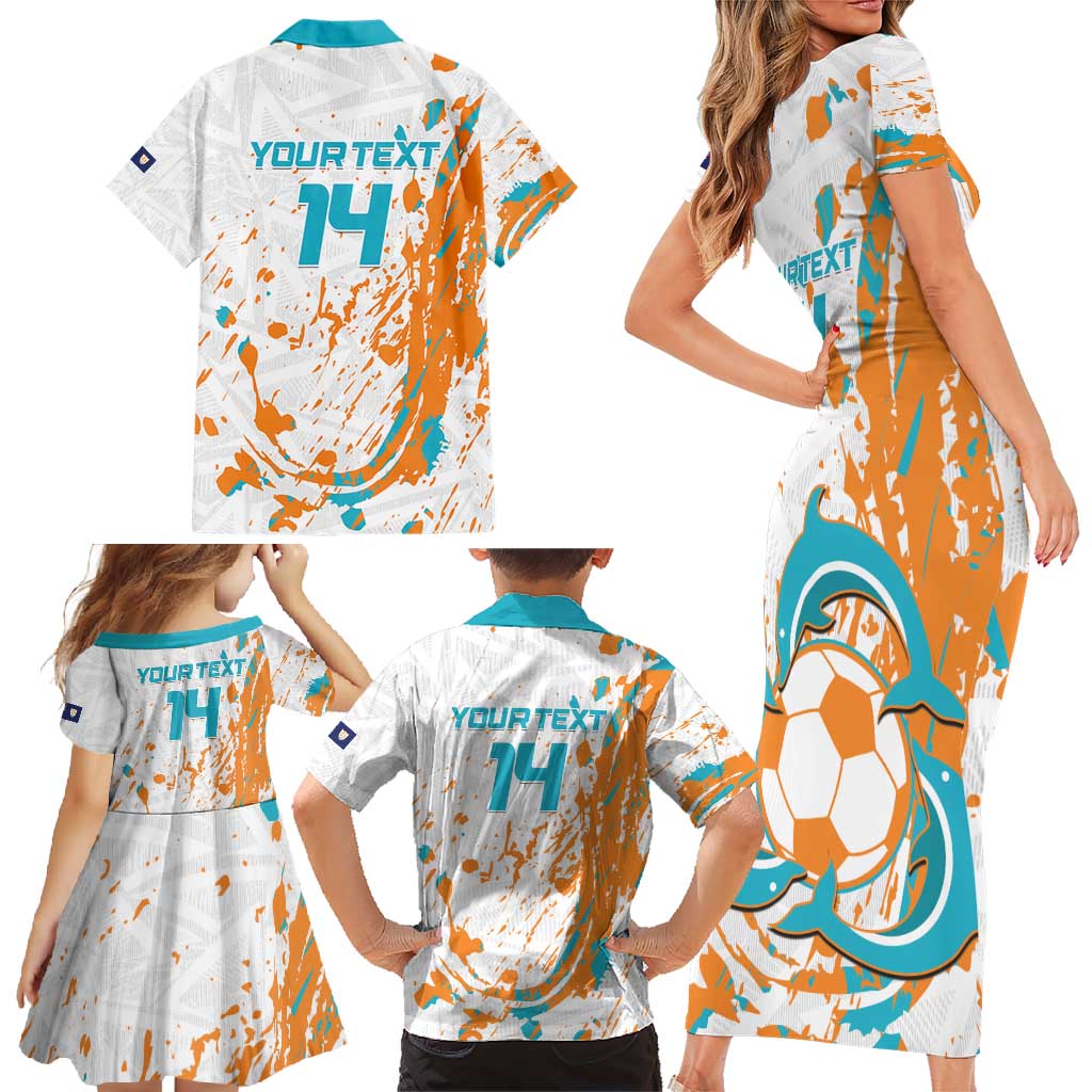 Custom Anguilla Football Family Matching Short Sleeve Bodycon Dress and Hawaiian Shirt Go Champions Grunge Style