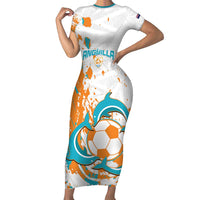 Custom Anguilla Football Family Matching Short Sleeve Bodycon Dress and Hawaiian Shirt Go Champions Grunge Style