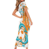 Custom Anguilla Football Family Matching Short Sleeve Bodycon Dress and Hawaiian Shirt Go Champions Grunge Style