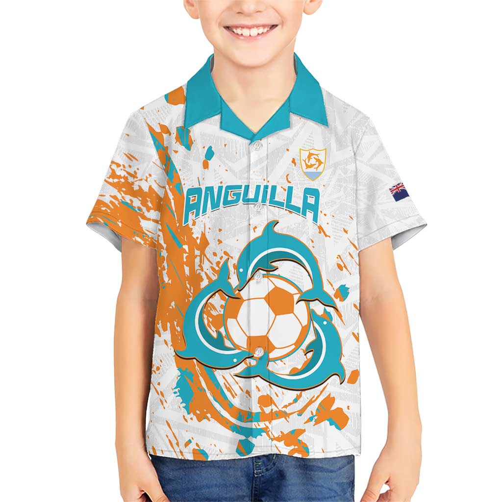 Custom Anguilla Football Family Matching Short Sleeve Bodycon Dress and Hawaiian Shirt Go Champions Grunge Style